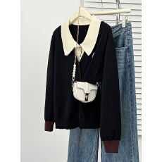 批发2025年大码女装<b class='q'>秋</b>冬新款学院风POLO领针织衫胖mm遮肚子毛衣上衣女