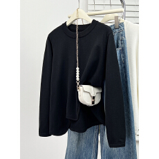 批发大码女装<b class='q'>秋</b>冬新款2025年韩版纯色圆领针织打底衫胖mm不规则毛衣潮