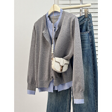 批发2025年大码女装<b class='q'>秋</b>冬新款假两件针织打底衫胖妹妹mm遮肚子毛衣上衣