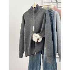 批发2025年大码女装<b class='q'>秋</b>冬新款针织开衫小外套胖妹妹mm减龄拉链毛衣上衣