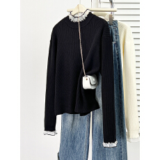 批发大码<b class='q'>女装</b>秋冬新款2025加厚半高领钉珠针织打底衫胖mm高领毛衣上衣