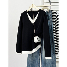 批发微胖女装春季新款2026年大码韩版假两件针织衫胖mm减龄毛衣上衣女