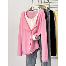 批发胖mm网红设计感<b class='q'>假两件</b><b class='q'>针织衫</b>2026年大码女装春季新款显瘦毛衣上衣