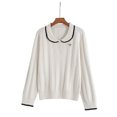 批发实拍2026年大码女装春季新款娃娃领针织衫胖mm设计感<b class='q'>毛衣</b>春装上衣