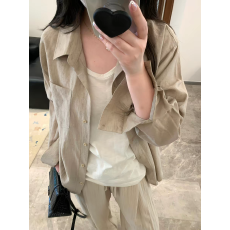 批发亚麻老钱风长袖<b class='q'>衬衫</b><b class='q'>男</b>女松弛感慵懒风防晒<b class='q'>衬衣</b>高级感垂感宽松外套