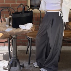 批发已出货   高级面料撞色拼接腰头侧边拉链休闲裤