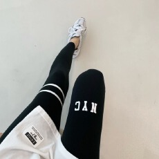 批发已出货   字母双条杠紧身弹力高腰显瘦<b class='q'>打底裤</b>