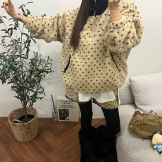 批发时尚洋气爱心提花摇粒绒卫衣高腰撞色<b class='q'>短裤</b>两件套