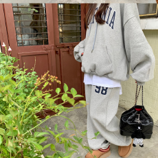 批发已出货  加绒bf宽松慵懒风时尚字母印花卫衣<b class='q'>套装</b>女冬     两件套