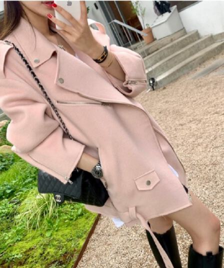 있음 선적 새로운 지퍼 폴로 칼라 오토바이 모직 외투
