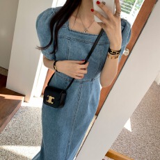 批发已出货 泡泡袖牛仔连衣裙