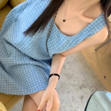 批发已出货      无袖背心<b class='q'>牛仔</b>连衣裙女夏季小个子宽松显瘦A字短裙