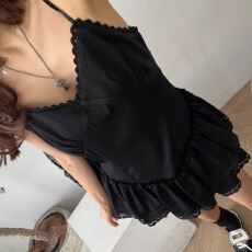 批发已出货   新款精致<b class='q'>甜美</b>公主风蕾丝边吊带连衣裙