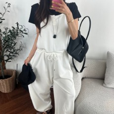 批发高腰阔腿裤洋气<b class='q'>减龄</b>背带裤