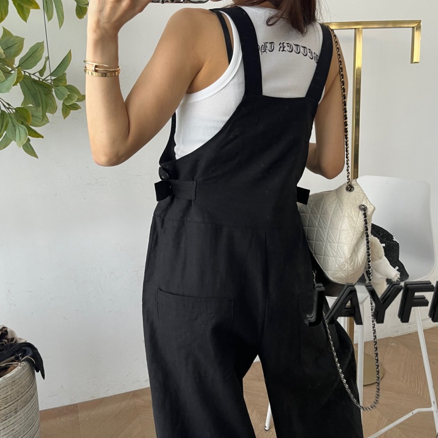 있음 선적 패션 연령 감소 루즈핏 넓은 다리 멜빵 바지