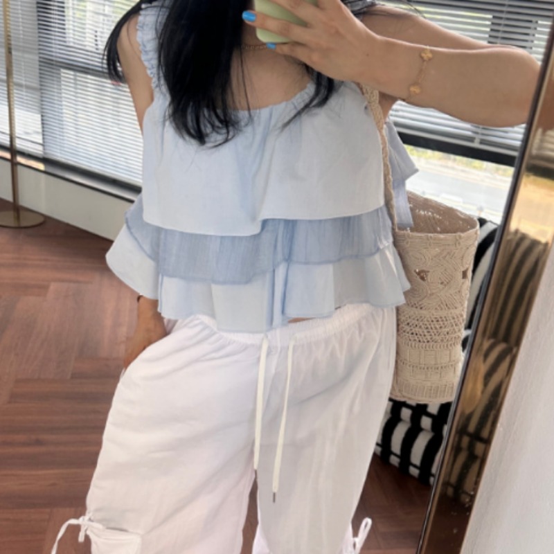 새로운 패션 다중 레이어 루즈핏 요정 가스 캐미솔 여성