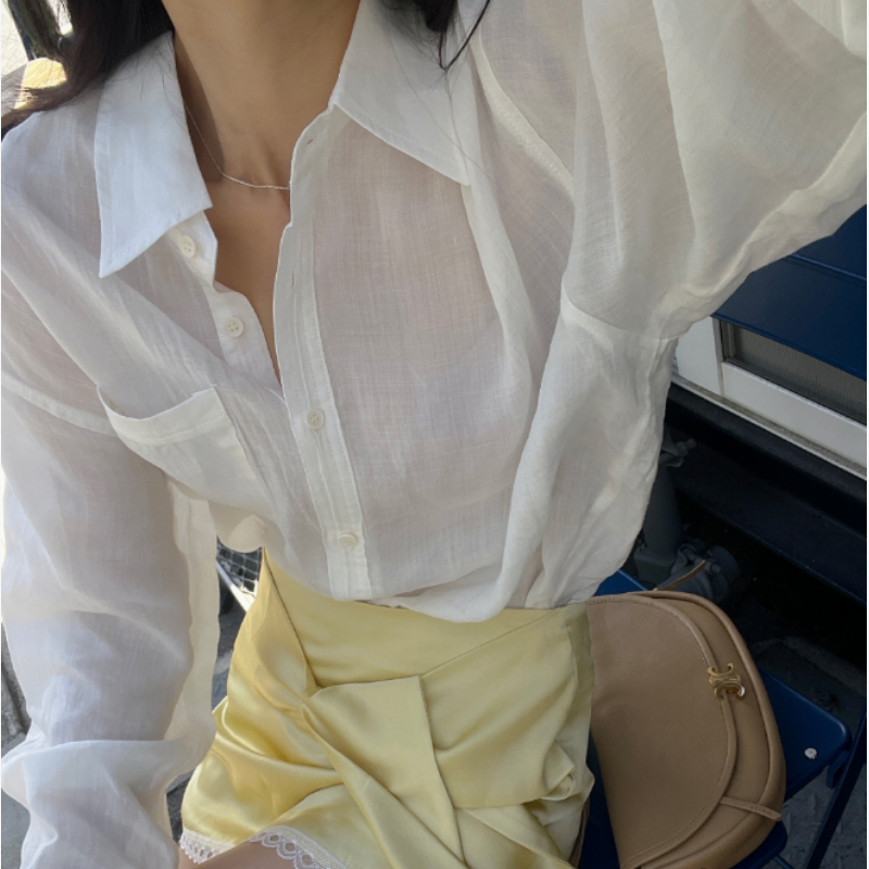 새로운 다용도 폴로 칼라 싱글 줄 버튼 주머니 루즈핏 캐주얼 셔츠