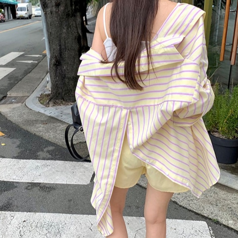 있음 선적 트임 이중 용도 루즈핏 셔츠