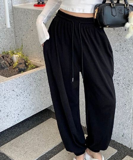 있음 선적 루즈핏 조거 넓은 다리 캐주얼 운동 바지