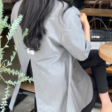 批发已出货  西服女夏季薄款网红时尚气质中长款休闲短袖西装外套女