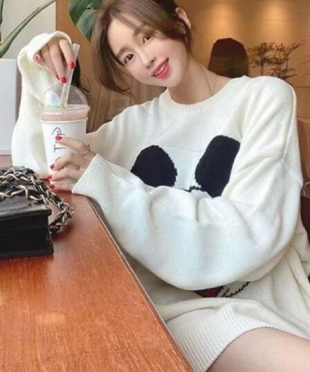 있음 선적 패션 만화 풀오버 루즈핏 스웨터