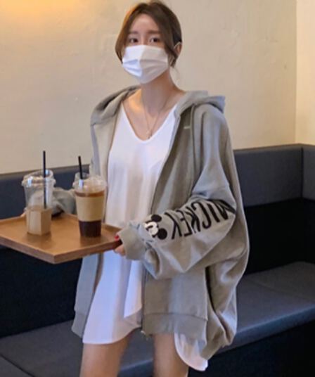 있음 선적 다용도 캐주얼 뒤로 프린트 후드 긴팔 지퍼 후드티