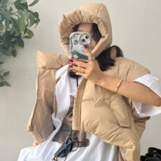 批发已出货    前短后长廓形立领面包棉服马甲个性系带护耳<b class='q'>百搭</b>棉帽