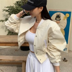 批发已出货 ins气质<b class='q'>甜美</b>棒球服 小众设计夹克短外套