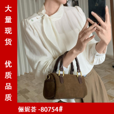 批发韩版肩侧扣荷叶飘带设计感气质小衫