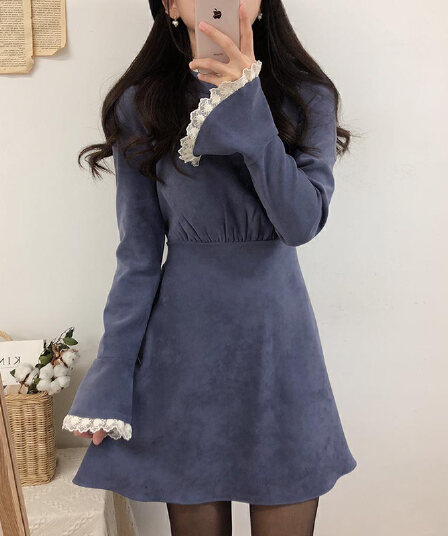 선물 화물 봄 가을 작은 대중 드레스 인기 단색 레이스 드레스