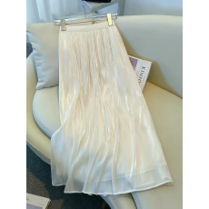 批发現貨~流光纱半身裙女<b class='q'>夏</b>高腰显瘦垂感超仙a字伞裙 中长款百褶裙