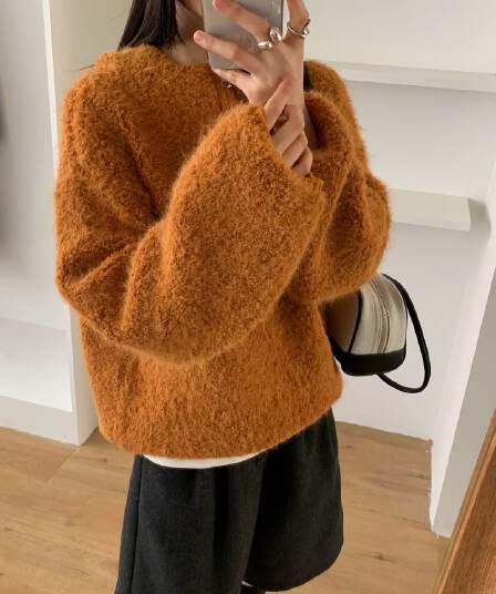 선물 화물 한 부서 고급 센스 레트로 루즈핏 다용도 부드러운 찹쌀 하프 지퍼 두꺼운 보온 풀오버 후드 스웨터 여자