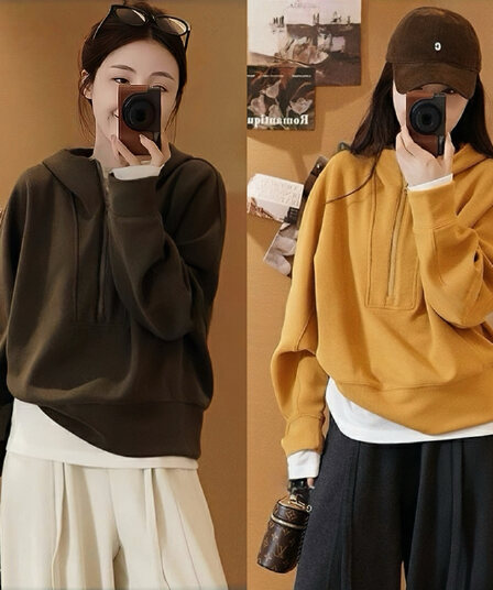 선물 화물 한국 스타일 하프 지퍼 후드 긴팔 후드티 가을 겨울 다용도 외국 가스 맨위