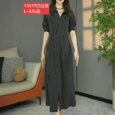 批发官图原版面料品质高档设计感秋季蕾丝<b class='q'>拼接</b>系带<b class='q'>连衣裙</b>大码遮肉显瘦