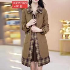 批发官图原版面料品质轻奢时尚气质<b class='q'>风衣</b>外套女秋季新款大码休闲中长款