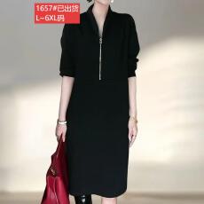 批发官图原版面料品质轻奢气质半拉链连衣裙秋季新款大码宽松时尚<b class='q'>裙子</b>