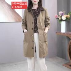 批发官图原版面料品质时尚洋气减龄卡其色<b class='q'>风衣</b>外套秋季大码宽松显瘦新
