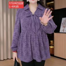 批发官图原版面料品质设计感中老年大码衬衫新款宽松<b class='q'>小衫</b>遮肉显瘦上衣