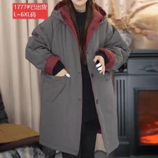 官图原版面料品质阔版连帽棉服大码遮肉宽松防寒保暖冬季新款外套