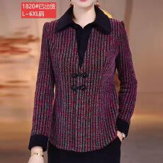 批发官图原版面料品质高档中式保暖绒衫冬季新款大码显瘦遮肉打底上衣