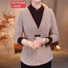 批发官图原版面料品质贵夫人中式洋气雪尔绒上衣冬季厚实保暖百搭卫衣