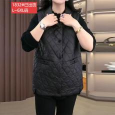 批发官图原版面料品质时尚洋气菱格棉服马甲2025冬季新款大码保暖外套