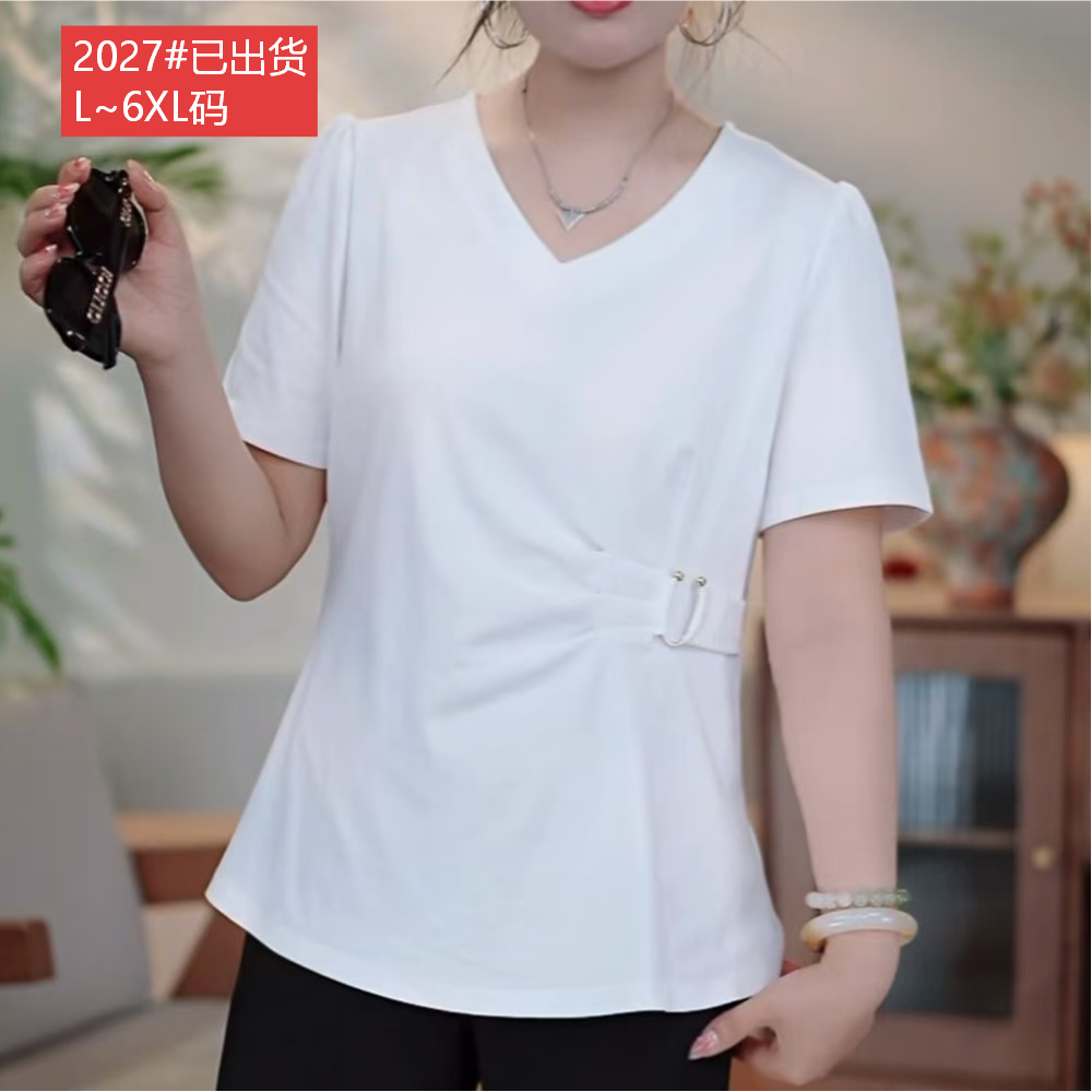 경관 그림 원본 원단 품질 허리 수축 슬림해 보이는 티셔츠 맨위 여성 여름 반팔 통통한 여동생 루즈핏 패션 작은 셔츠