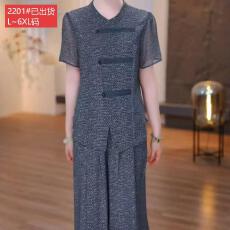 批发官图原版面料品质中老年妈妈夏季<b class='q'>短袖</b>长<b class='q'>裤</b>两件套轻薄舒适遮肉套<b class='q'>装</b>