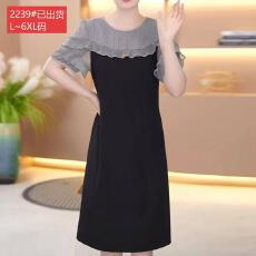 批发官图原版面料品质轻奢优雅撞色拼接淑女<b class='q'>连衣裙</b>减龄时尚中长款裙子