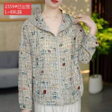 批发官图原版面料品质连帽薄款印花长袖外套<b class='q'>气质</b>休闲开衫宽松简约上衣