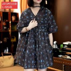批发官图原版面料品质复古百搭宽松V领印花衬衫<b class='q'>夏</b>季新款气质大码上衣