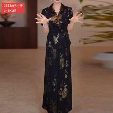 批发官图原版面料品质<b class='q'>贵</b><b class='q'>夫人</b>精致时尚夏季穿搭国风缎面衬衫阔腿裤套装