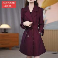 批发官图原版品质高档<b class='q'>大码</b>女装<b class='q'>时尚</b>减龄蕾丝花边风衣收腰显瘦百搭外套