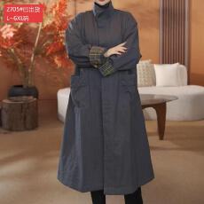 批发官图原版品质高档大码女装经典撞色休闲廓形长款风衣外套<b class='q'>加肥</b><b class='q'>加大</b>